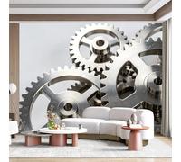 Custom Size Wall Mural Metallic Gear Mechanism Industrial Mechanical Art Modern Abstract SelfAdhesive Wall Fabric Removable for Home Office Decor