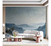 Custom Size Wall Mural Misty Mountain Landscape Rocky Valley Natural Scenery Oil Painting Style SelfAdhesive Wall Fabric Removable for Home Office Decor