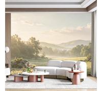 Custom Size Wall Mural Morning Meadow Landscape Misty Valley Forest Hills Pastoral Nature Scenery SelfAdhesive Wall Fabric Removable for Home Office Decor
