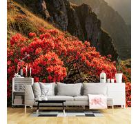 Custom Size Wall Mural Mountain Sunset Rhododendron Landscape Botanical Nature Scenery SelfAdhesive Wall Fabric Removable for Home Office Decor