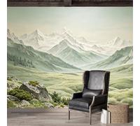 Custom Size Wall Mural SelfAdhesive Removable Fabric Alpine Meadow Mountain Landscape Pastoral Nature Scene Oil Painting Style Large Wall Sticker Decor for Living Room