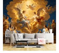 Custom Size Wall Mural SelfAdhesive Removable Fabric Angels Among Clouds Heaven Light Neoclassical Art Deco Large Wall Sticker Decor for Living Room