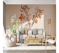 Custom Size Wall Mural SelfAdhesive Removable Fabric Autumn Berry Branch Orange Berries Minimalist Botanical Shadow Play Large Wall Sticker Decor for Living Room