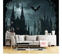Custom Size Wall Mural SelfAdhesive Removable Fabric Gothic Castle Dark Fantasy Moonlight Nightscape Vintage Architecture Large Wall Sticker Decor for Living Room