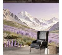 Custom Size Wall Mural SelfAdhesive Removable Fabric Lavender Meadow Mountain Landscape Pastoral Nature Scenery Oil Painting Large Wall Sticker Decor for Living Room