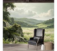 Custom Size Wall Mural SelfAdhesive Removable Fabric Meadow Landscape Pastoral Green Hills Nature Scenery Large Wall Sticker Decor for Living Room