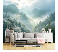 Custom Size Wall Mural SelfAdhesive Removable Fabric Misty Mountain Forest River Sunrise Landscape Large Wall Sticker Decor for Living Room