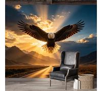 Custom Size Wall Mural SelfAdhesive Removable Fabric Soaring Eagle Sunset Mountain Landscape Realistic Art Large Wall Sticker Decor for Living Room