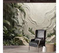 Custom Size Wall Mural SelfAdhesive Removable Fabric Tropical Jungle Botanical Rock Landscape 3D Effect Large Wall Sticker Decor for Living Room
