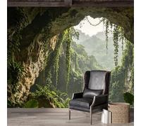 Custom Size Wall Mural SelfAdhesive Removable Fabric Tropical Jungle Cave Green Forest Landscape Large Wall Sticker Decor for Living Room