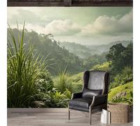 Custom Size Wall Mural SelfAdhesive Removable Fabric Tropical Jungle Landscape Misty Mountain Forest Path Large Wall Sticker Decor for Living Room