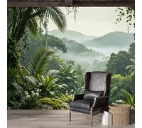 Custom Size Wall Mural SelfAdhesive Removable Fabric Tropical Jungle Mist Green Forest Landscape Nature View Large Wall Sticker Decor for Living Room