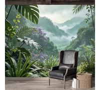 Custom Size Wall Mural SelfAdhesive Removable Fabric Tropical Jungle Misty Forest Landscape Large Wall Sticker Decor for Living Room