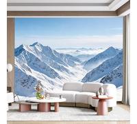 Custom Size Wall Mural Snowy Alpine Mountains Winter Landscape Frozen Peaks Minimalist Scenery SelfAdhesive Wall Fabric Removable for Home Office Decor
