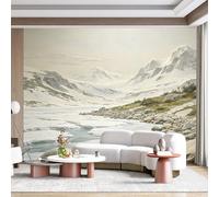 Custom Size Wall Mural Snowy Mountain Frozen River Alpine Landscape Realistic Nature Scenery SelfAdhesive Wall Fabric Removable for Home Office Decor