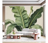 Custom Size Wall Mural Tropical Foliage Leaf Botanical Nature Inspired Painting Self-Adhesive Wall Fabric Removable for Home Office Decor