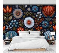 Custom Size Wall Murals 150 X 105 Cm, Mandala Floral Print Non-Woven Wall Mural Poster, Tribal Ethnic Style Large Photo Wallpaper for Living Room Bedroom Kitchen Office