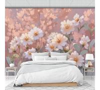 Custom Size Wall Murals 250 X 175 Cm, Country Floral Print Non-Woven Wall Mural Poster, Pastoral Style Large Photo Wallpaper for Living Room Bedroom Kitchen Office