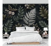 Custom Size Wall Murals 300 X 210 Cm, Strange Leaf Patterns Non-Woven Wall Mural Poster, Retro Botanical Elements Large Photo Wallpaper for Living Room Bedroom Kitchen Office
