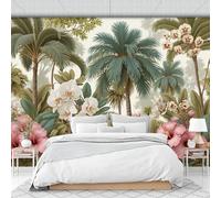 Custom Size Wall Murals 300 X 210 Cm, Tropical Forest Plants and Flowers Non-Woven Wall Mural Poster, Exotic Large Photo Wallpaper for Living Room Bedroom Kitchen Office