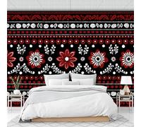 Custom Size Wall Murals 400 X 280 Cm, Elegant Mandala Geometric Floral Print Non-Woven Wall Mural Poster, Retro Ethnic Style Large Photo Wallpaper for Living Room Bedroom Kitchen Office