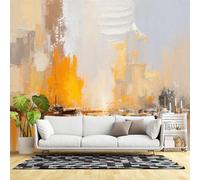 Custom Size Wall Murals,Abstract City Skyline Golden Reflections Modern Art Textured Painting,SelfAdhesive Wall Fabric(NO PVC) Removable Large Wallpaper for Living Room