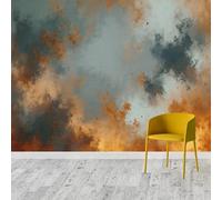 Custom Size Wall Murals, Abstract Cloud-Like Texture in Blue-Gray & Rusty Orange, Self-Adhesive Removable Peel and Stick Wallpaper, for Living Room, Bedroom, Shop, Office, Kids