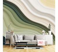 Custom Size Wall Murals,Abstract Earth Tone Wave Pattern Modern Fluid Art Green Beige Texture,SelfAdhesive Wall Fabric(NO PVC) Removable Large Wallpaper for Living Room,Bedroom