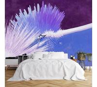 Custom Size Wall Murals,Abstract Ethereal Purple Blue White Feathery Spiky Shapes Gradient Background Bubbles Dreamy Whimsical Surreal Art,Self-Adhesive Removable Wallpaper for Living Room