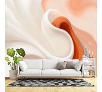 Custom Size Wall Murals,Abstract Fluid Wave Texture Peach Cream Orange Minimalist Art Flow,SelfAdhesive Wall Fabric(NO PVC) Removable Large Wallpaper for Living Room