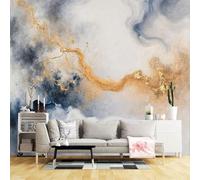 Custom Size Wall Murals,Abstract Gold Ink Flow Ocean Wave Texture Modern Art Luxury Blue White Painting,SelfAdhesive Wall Fabric(NO PVC) Removable Large Wallpaper for Living Room,Bedroom