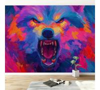 Custom Size Wall Murals Abstract Graffiti Animals Wolf W250 x H175 cm Removable Large Photo Wallpaper for Nursery Living Room Bedroom Playroom Office Backdrop Wall Decor Poster Picture