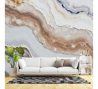 Custom Size Wall Murals,Abstract Marble Texture Beige Blue Brown Fluid Wave Pattern Modern Art Design,SelfAdhesive Wall Fabric(NO PVC) Removable Large Wallpaper for Living Room