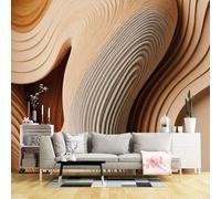 Custom Size Wall Murals,Abstract Wood Layer Curves 3D Texture Beige Wave Pattern Modern Art Design,SelfAdhesive Wall Fabric(NO PVC) Removable Large Wallpaper for Living Room,Bedroom