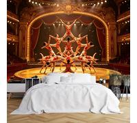 Custom Size Wall Murals Acrobats Performing Pyramid in Grand Theater Wall Murals Circus Scene Wallpaper Vivid Self-Adhesive Removable Wallpaper for Living Room