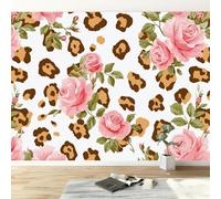 Custom Size Wall Murals Animal Prints Plants Rose Flowers W250 x H175 cm Removable Large White Photo Wallpaper for Nursery Living Room Bedroom Playroom Office Backdrop Wall Decor Poster Picture