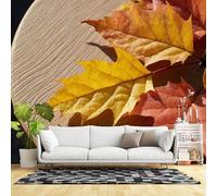 Custom Size Wall Murals,Autumn Maple Leaves Close Up Warm Natural Texture Fall Foliage Botanical Art,SelfAdhesive Wall Fabric(NO PVC) Removable Large Wallpaper for Living Room