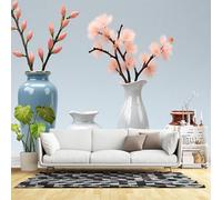 Custom Size Wall Murals,Blossoming Branches in Ceramic Vases,Elegant Floral Arrangement,Spring Decor,SelfAdhesive Wall Fabric(NO PVC) Removable Large Wallpaper for Living Room,Bedroom