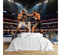 Custom Size Wall Murals Boxers Trading Punches in Boxing Ring Wall Murals Sports Fight Scene Wallpaper Vivid Self-Adhesive Removable Wallpaper for Bedroom