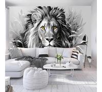 Custom Size Wall Murals - Brick Wall Relief Lion - Self-Adhesive Removable Peel and Stick Wallpaper for Living Room, Bedroom, Bathroom, Office, Large Photo Wallpaper