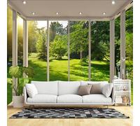 Custom Size Wall Murals, Bright Empty Room & Floor-to-Ceiling Windows, Self-Adhesive Wall Fabric(NO PVC) Removable Large Photo Wallpaper for Living Room, Bedroom, Office
