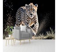 Custom Size Wall Murals， Cheetah Running Wild， African Wildlife， Animal Print Decor， Big Cat Mural， SelfAdhesive Removable Peel and Stick Wallpaper， for Living Room，Bedroom，Shop，Office，Kids