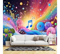 Custom Size Wall Murals, Colorful Musical Elements Abstract Self-Adhesive Wall Fabric (NO PVC) Removable Large Photo Wallpaper for Living Room, Bedroom, Office