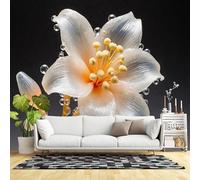 Custom Size Wall Murals,Crystal Flower Art Glass Blossom Light Reflection Elegant Botanical Design,SelfAdhesive Wall Fabric(NO PVC) Removable Large Wallpaper for Living Room