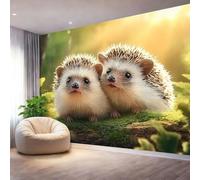 Custom Size Wall Murals, Cute Animals Hedgehogs Large Photo Wallpaper for Living Room Bedroom Kitchen Office - Colorful Non-Woven Wall Mural 400 x 280 cm (W x H) Kids Room TV Background Decor
