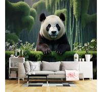 Custom Size Wall Murals,Cute Panda in Lush Green Bamboo Forest Peaceful Nature Wildlife Art,SelfAdhesive Wall Fabric(NO PVC) Removable Large Wallpaper for Living Room,Bedroom
