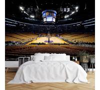 Custom Size Wall Murals, Empty Basketball Stadium Wall Murals, Indoor Sports Arena Vivid Wallpaper, Large Photo Wallpaper, Self-Adhesive Removable Wallpaper for Gym Bedroom