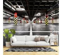 Custom Size Wall Murals, Empty Modern Underground Parking Garage, Self-Adhesive Wall Fabric(NO PVC) Removable Large Photo Wallpaper for Living Room, Bedroom,Office