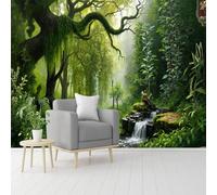 Custom Size Wall Murals, Enchanted Misty Forest with Winding Path & Waterfall, Self-Adhesive Removable Peel and Stick Wallpaper, for Living Room, Bedroom, Shop, Office, Kids