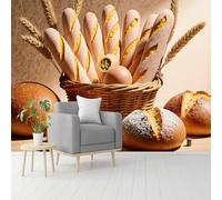 Custom Size Wall Murals, Freshly Baked Artisan Breads, Rustic Baguettes & Crusty Rounds, Self-Adhesive Removable Peel and Stick Wallpaper, for Living Room, Bedroom, Shop, Office, Kids